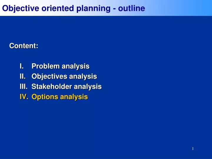 objective oriented planning outline