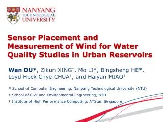 Sensor Placement and Measurement of Wind for Water Quality Studies in Urban Reservoirs
