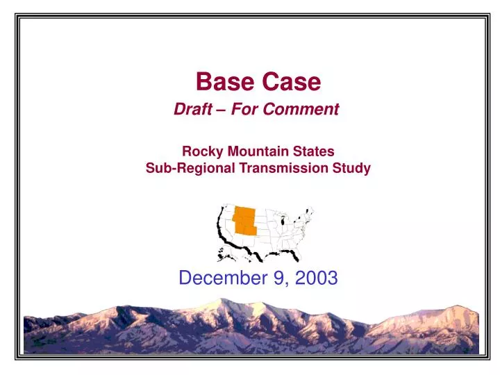 base case draft for comment rocky mountain states sub regional transmission study