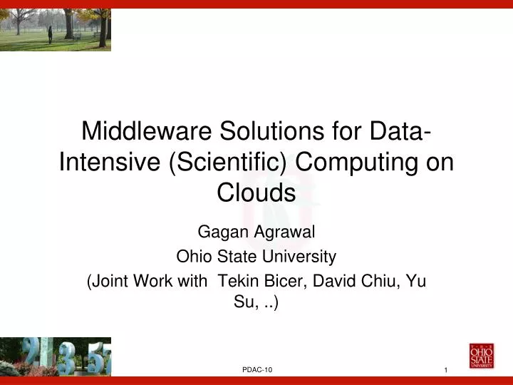 middleware solutions for data intensive scientific computing on clouds