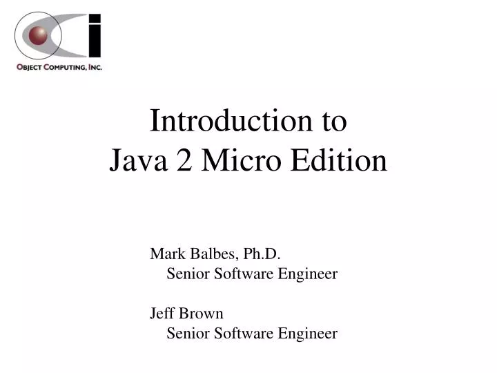 introduction to java 2 micro edition