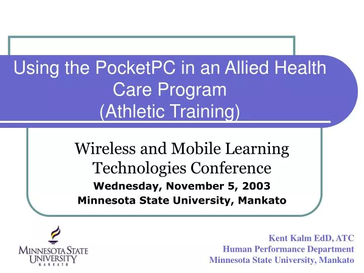 using the pocketpc in an allied health care program athletic training