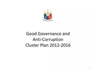 Good Governance and Anti-Corruption Cluster Plan 2012-2016