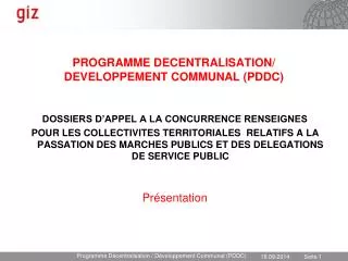 programme decentralisation developpement communal pddc
