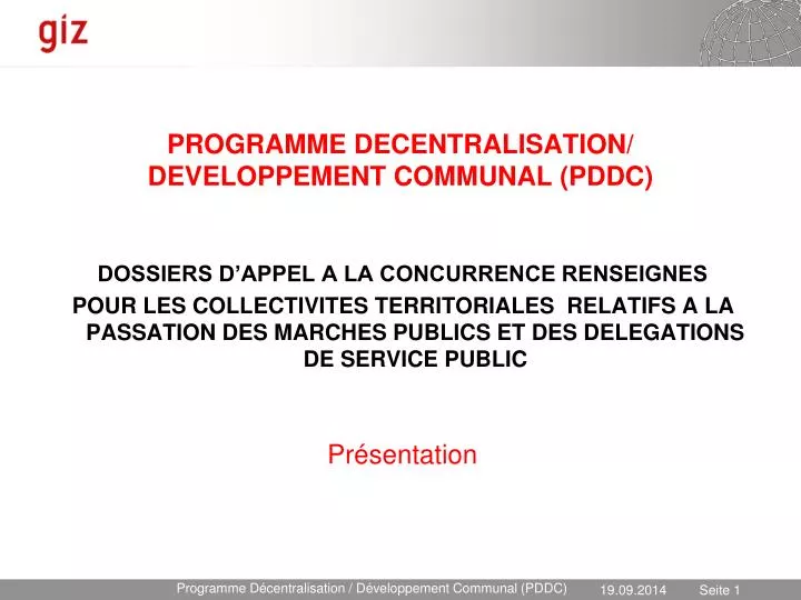 programme decentralisation developpement communal pddc