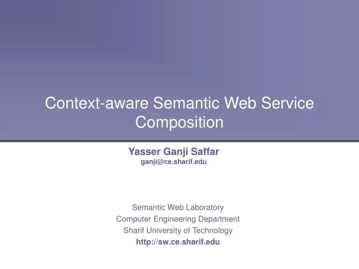 context aware semantic web service composition