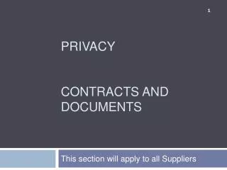 PRIVACY CONTRACTS AND DOCUMENTS