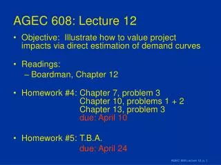 AGEC 608: Lecture 12
