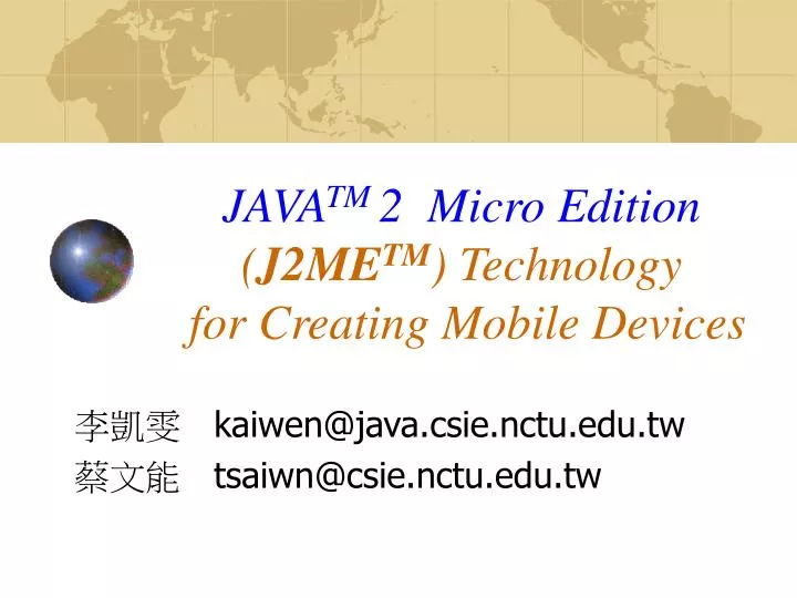 java tm 2 micro edition j2me tm technology for creating mobile devices