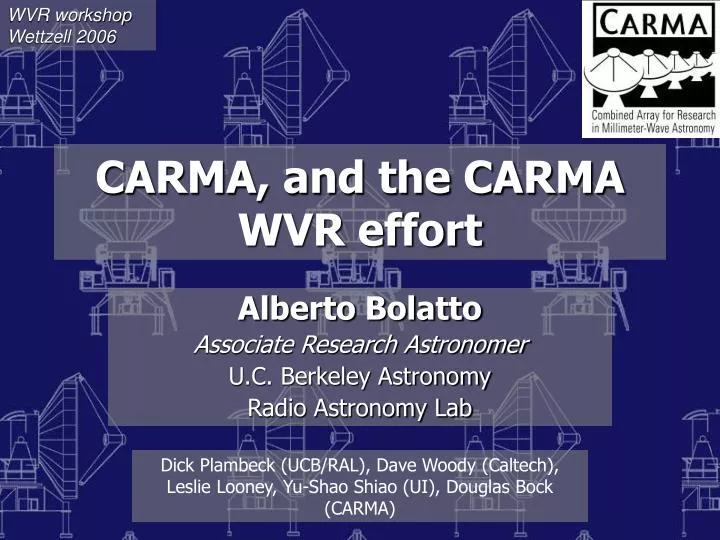 carma and the carma wvr effort