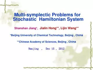 Multi-symplectic Problems for Stochastic Hamiltonian System