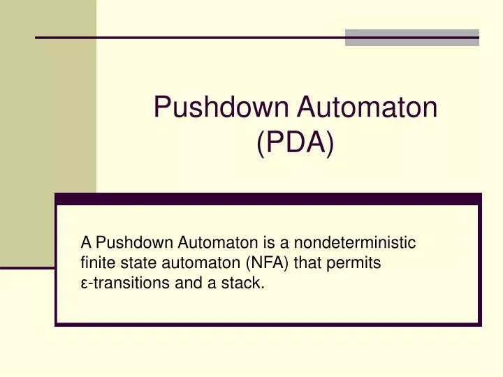 pushdown automaton pda