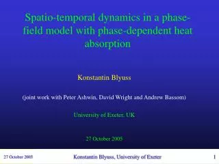 Spatio-temporal dynamics in a phase-field model with phase-dependent heat absorption