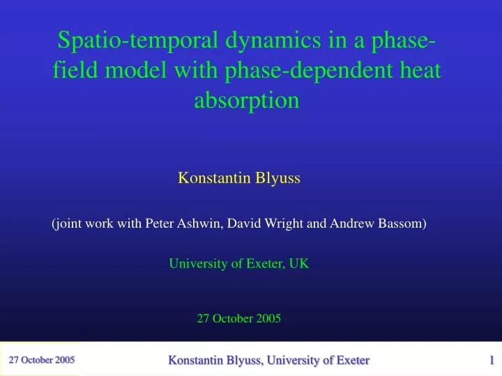 spatio temporal dynamics in a phase field model with phase dependent heat absorption