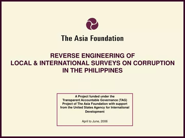 reverse engineering of local international surveys on corruption in the philippines