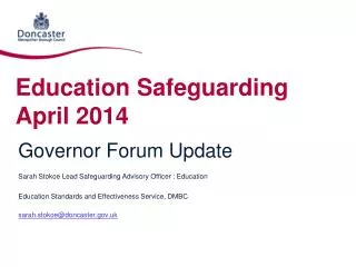 Education Safeguarding April 2014