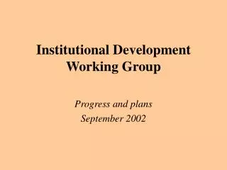 institutional development working group