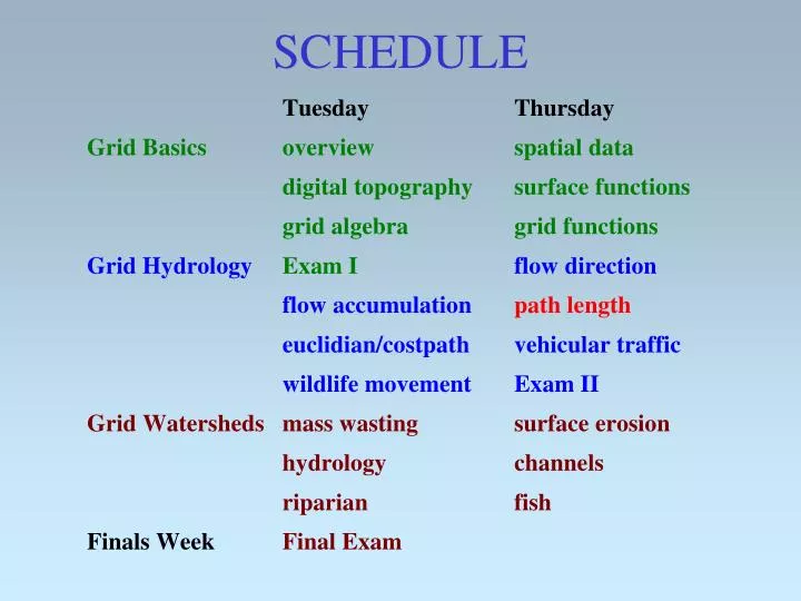 schedule