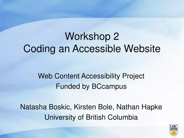 workshop 2 coding an accessible website