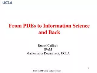From PDEs to Information Science and Back