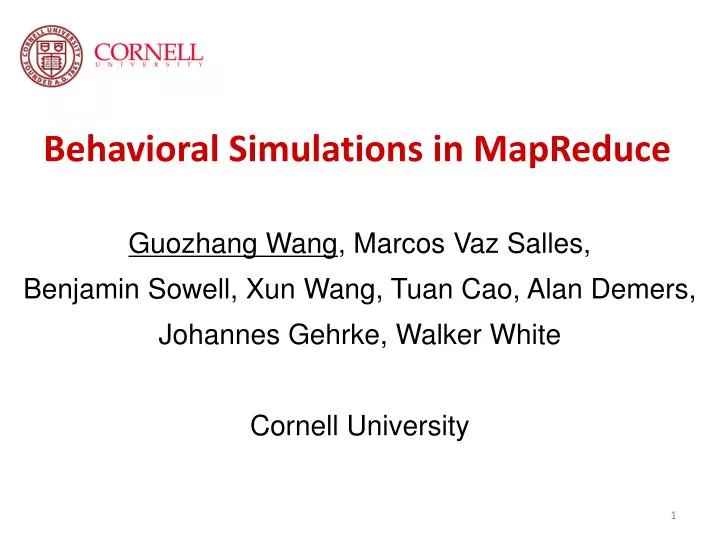 behavioral simulations in mapreduce