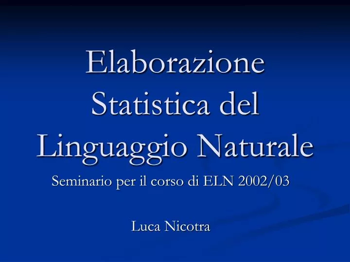 elaborazione statistica del linguaggio naturale