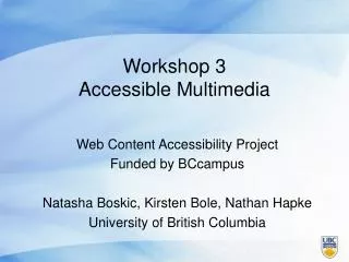 Workshop 3 Accessible Multimedia