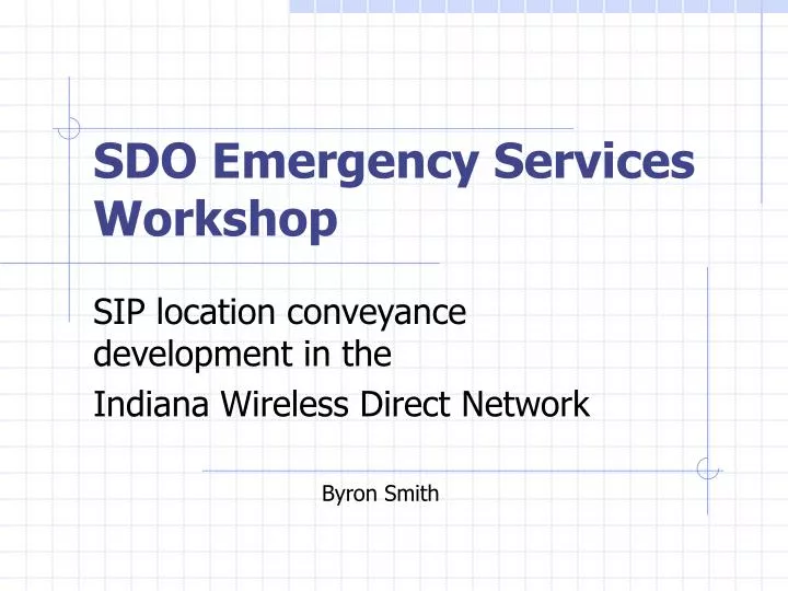 sdo emergency services workshop