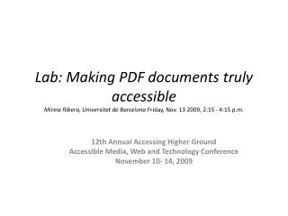 12th Annual Accessing Higher Ground Accessible Media, Web and Technology Conference
