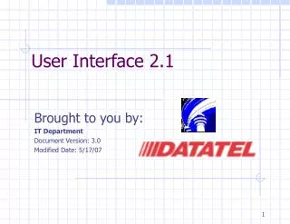 User Interface 2.1