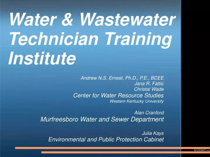 water wastewater technician training institute