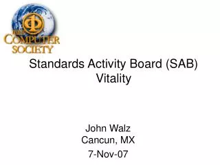 Standards Activity Board (SAB) Vitality