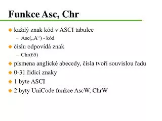 funkce asc chr