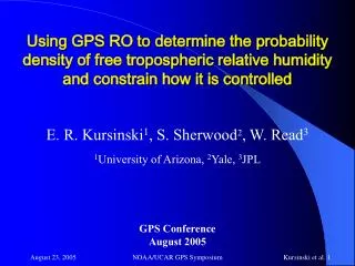 Using GPS RO to determine the probability density of free tropospheric relative humidity