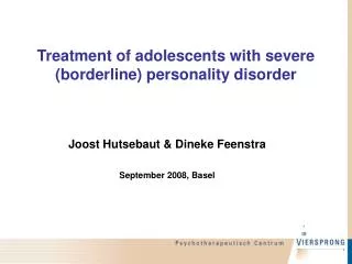 Treatment of adolescents with severe (borderline) personality disorder