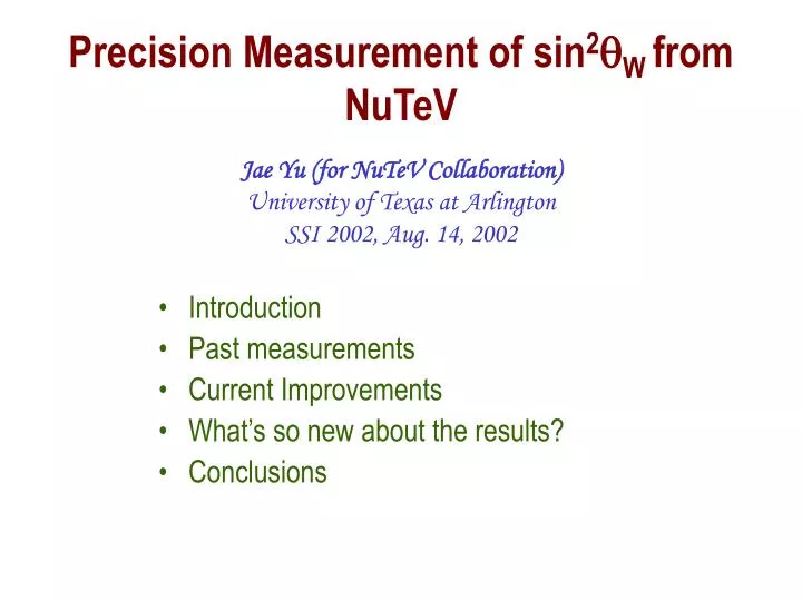 precision measurement of sin 2 q w from nutev