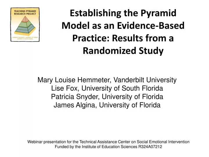 establishing the pyramid model as an evidence based practice results from a randomized study