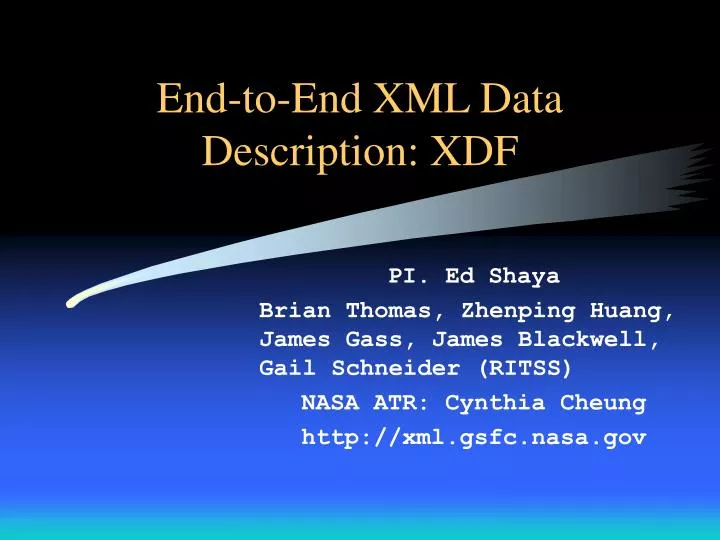 end to end xml data description xdf