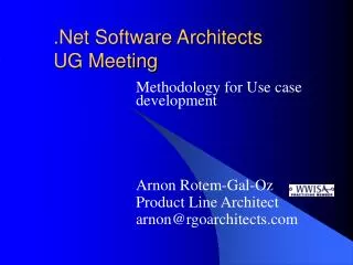 .Net Software Architects UG Meeting