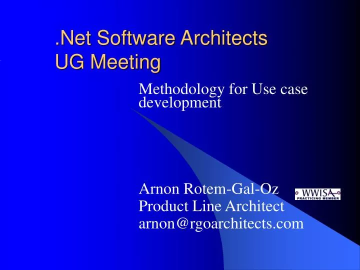 net software architects ug meeting