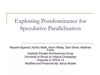 Exploiting Postdominance for Speculative Parallelization