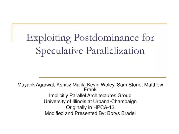 exploiting postdominance for speculative parallelization