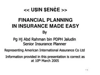 FINANCIAL PLANNING IN INSURANCE MADE EASY