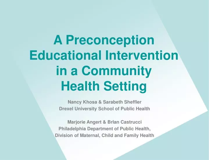 a preconception educational intervention in a community health setting