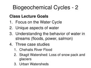 Biogeochemical Cycles - 2