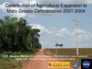 Contribution of Agricultural Expansion to Mato Grosso Deforestation 2001-2004