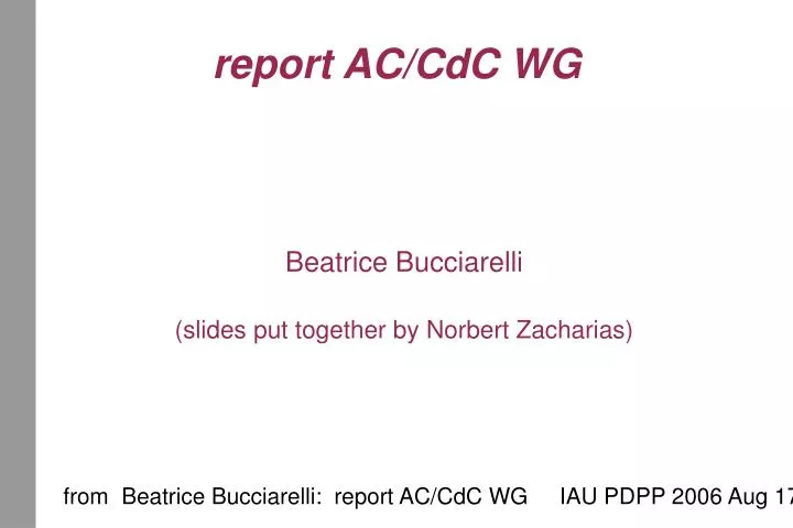 beatrice bucciarelli slides put together by norbert zacharias