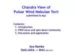 Chandra View of Pulsar Wind Nebulae Torii submitted to ApJ