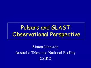 Pulsars and GLAST: Observational Perspective