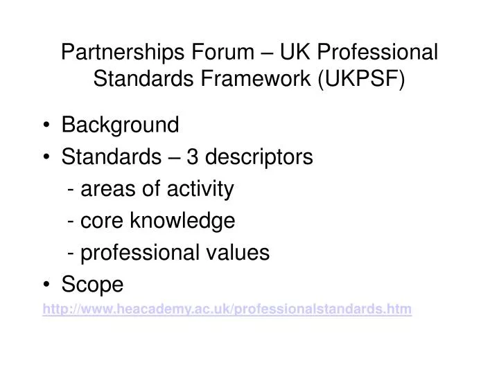partnerships forum uk professional standards framework ukpsf